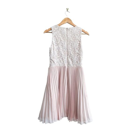 Xscape Blush Pink Lace Dress Pleated Fit and Flare Semi-Formal Party Women 's 10 - Picture 3 of 14